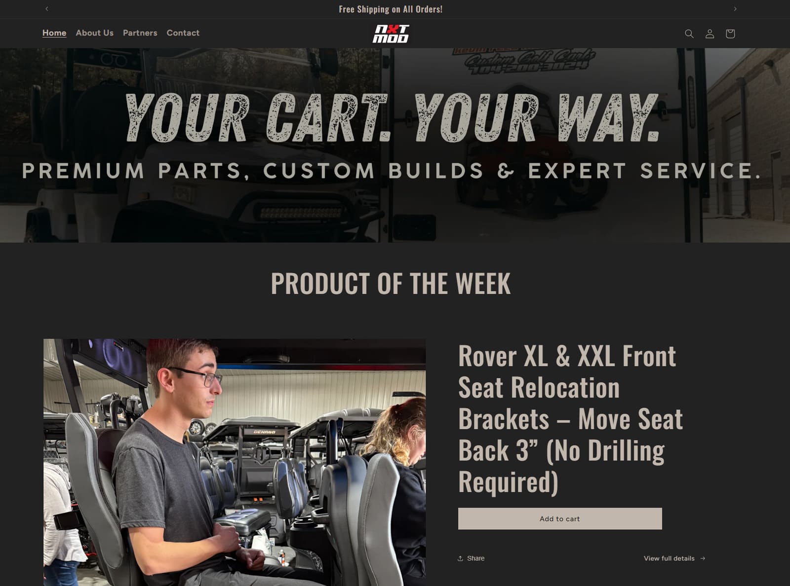 KRM NXT Mod ecommerce website preview